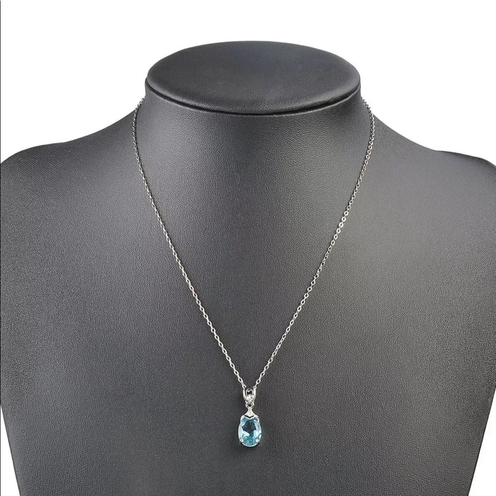 New Light blue natural stone necklace pendant - Picture 5 of 8